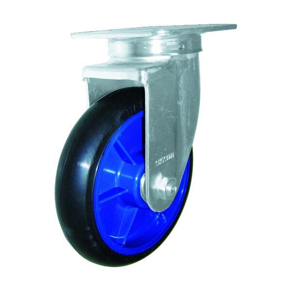 プレート式キャスター(ナイロンホイールゴム車) 自在