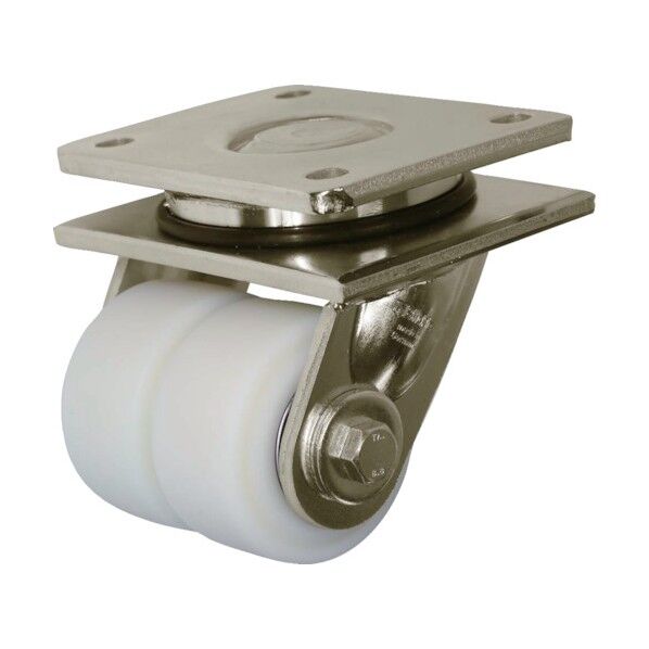 プレート式重荷重用双輪キャスター(キャストナイロン車) 自在