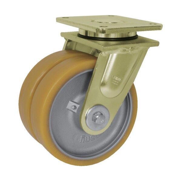 プレート式重荷重用双輪キャスター(ウレタン車) 自在