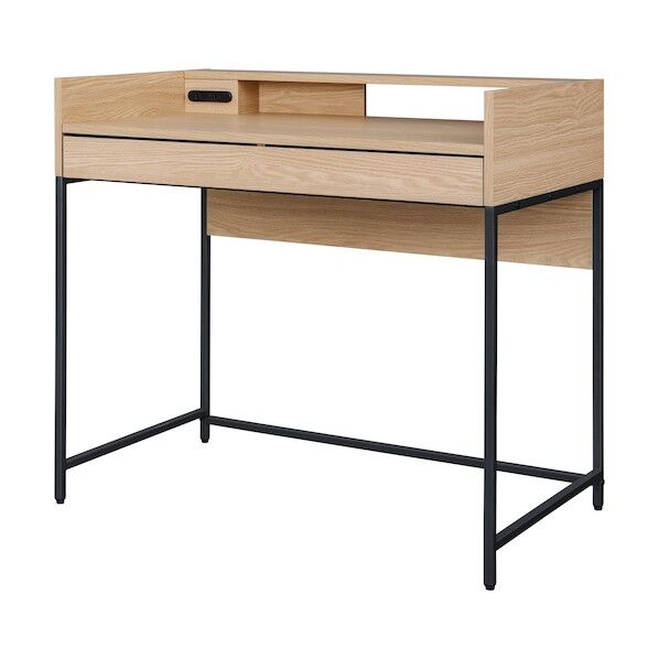 296767 リビングデスク ナチュラル/ブラック LVD-890-N 1点