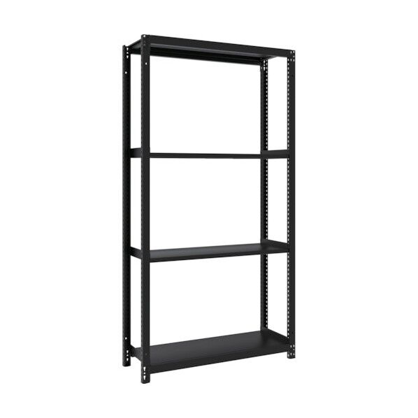 M1型ボルトレス軽量棚900X320XH1800 4段 サテンブラック M1-6334-SB 1点