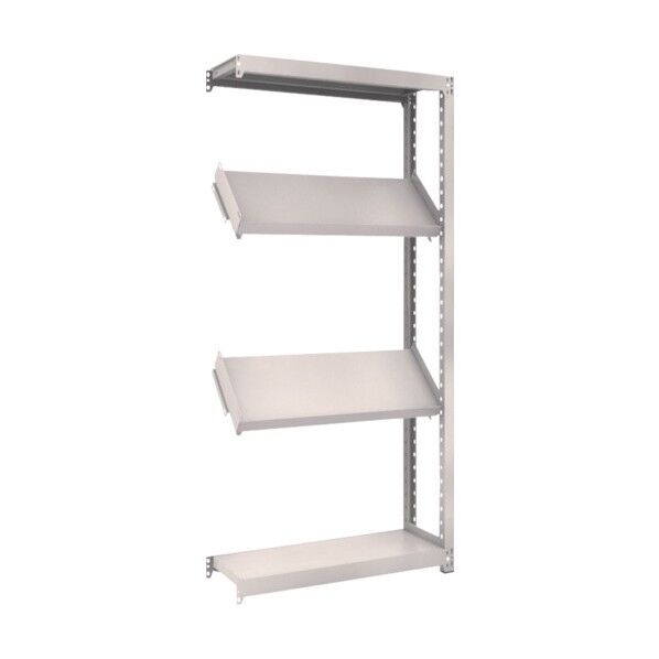 M2型軽中量ボルトレス棚 4段 傾斜2段 前あたり付 連結型