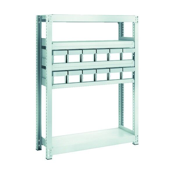 M2型軽中量ボルトレス棚 樹脂ネオグレー色引き出し付