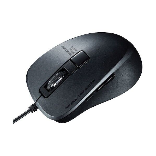 サンワサプライ 静音有線ブルーLEDマウス(5ボタン) MA-BL156BK 1点...