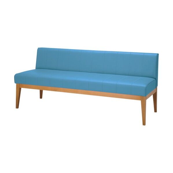 木脚ロビーチェア 2人用背付 ブルー MBC-1815WD58-BL 1点