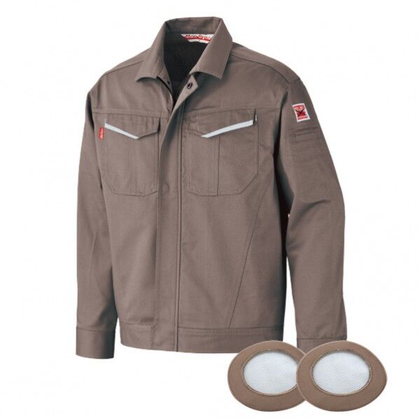 防炎空調エアコン服 グレー Mサイズ(胸囲120、着丈66、肩巾50、袖丈56cm) BR-2000GM 1着