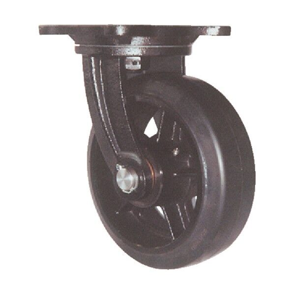 プレート式重荷重用鋳物キャスター(ゴム車・マリン仕様) 自在
