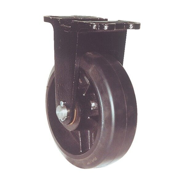 プレート式重荷重用鋳物キャスター(ゴム車・マリン仕様) 固定