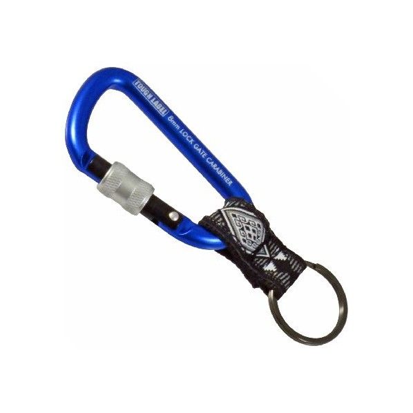 ストラップ付ロック式カラビナ 8mm ブルー&ブラック VEX-153 1個