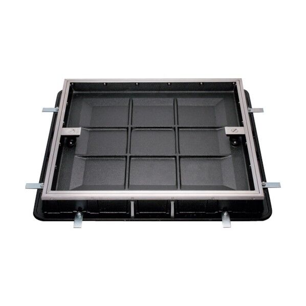 カラー舗装用鉄蓋(化粧用鉄蓋) 簡易密閉形 ステンレス目地 タイル用 充填深さ40mm MKSS-6-3545-HANDORUNASHI 1点