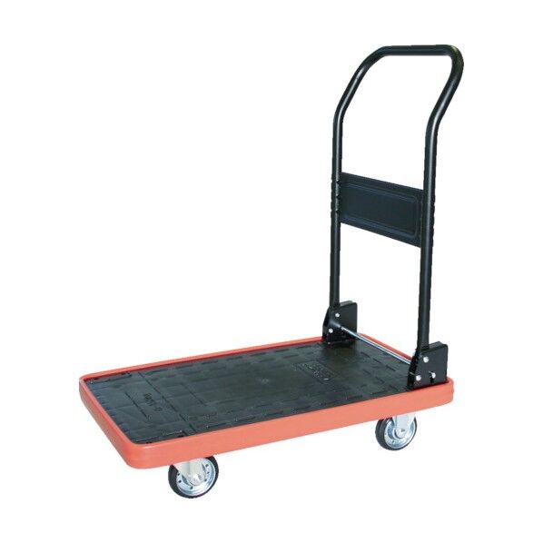 MKP 樹脂製運搬車 (コボレ止め付) 折りたたみハンドル ゴムキャスタータイプ