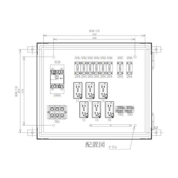 セフティー電気用品 仮設電灯分電盤 主幹100A 8回路(2端子台) ML100-62 1点