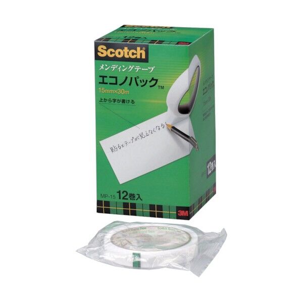 スコッチ メンディングテープエコノパック 15mm×30m 巻芯径76mm 便利グッズ(文具・OA機器) MP-15 12巻