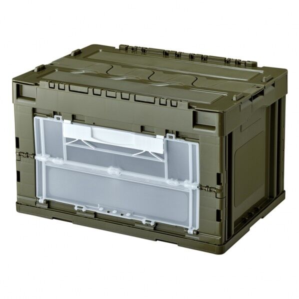 折畳コンテナ 50L 扉付蓋付 グリーン GHOC090 1個