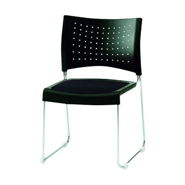 スタッキングチェア メッキ脚 座部布張り