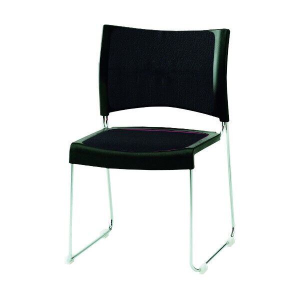 スタッキングチェア メッキ脚 背・座部布張り