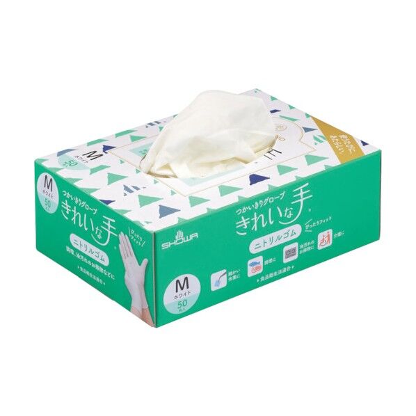 ニトリルゴム使い捨て手袋 ナイスハンド きれいな手 つかいきりグローブ ニトリルゴム Mサイズ