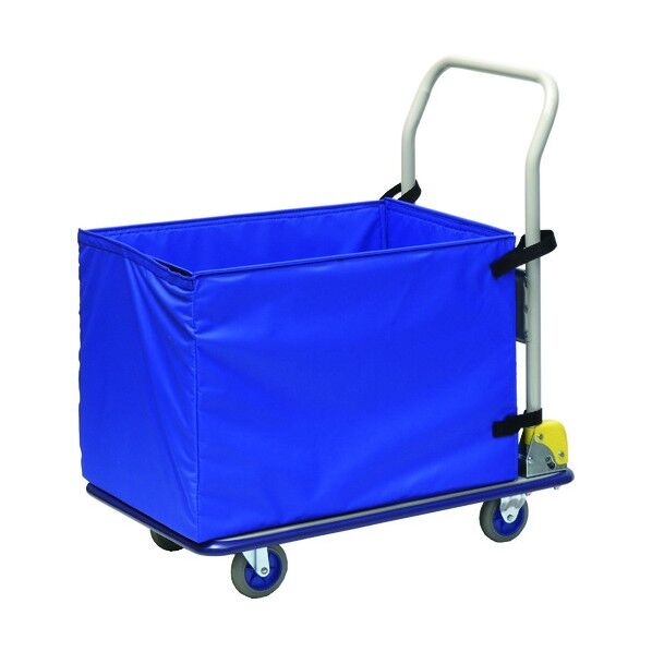 小型スチール台車 ハンドル折りたたみ式 折りたたみ収納箱付(フタ無) NHT-107E 1点