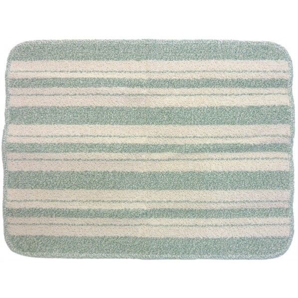 ナチュラルボーダー バスマット グリーン 45×60cm 1個