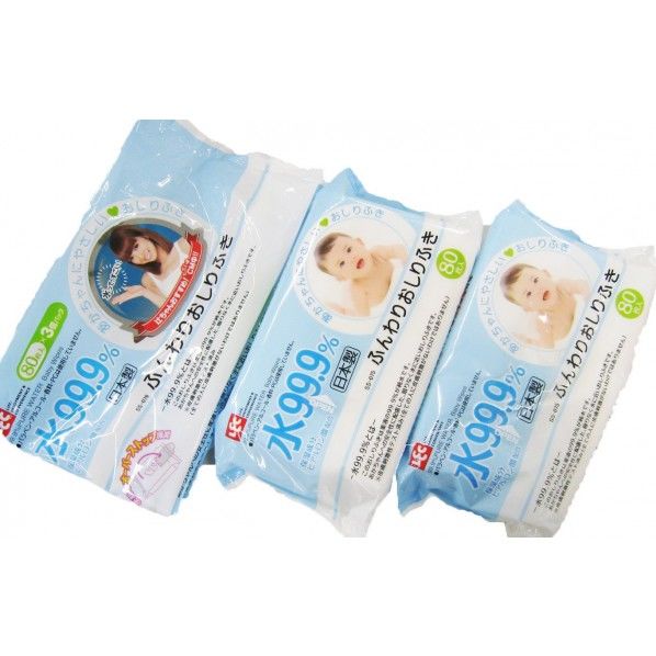 水99.9%ふんわりおしりふき80枚入3個パックSS-076 211034 1