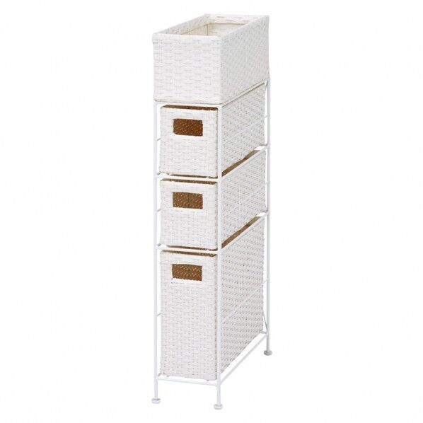 萩原 チェスト (約)幅15.5×奥行40.5×高さ80cm ホワイト RAN-2405WH 1台...