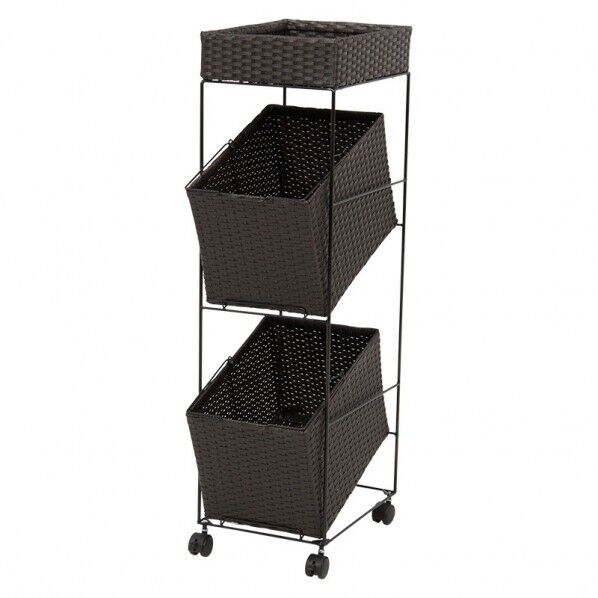 萩原 ランドリーラック (約)幅28×奥行42×高さ103cm ダークブラウン RAN-2425DBR 1台...