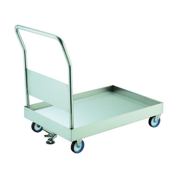 オールステンレス皿型台車(固定ハンドル・ナイロンウレタン車) ストッパー付