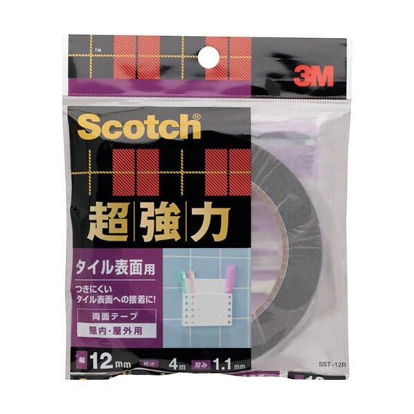 3M(スリーエム) スコッチ 超強力両面テープ タイル表面用 12mm×4m SST-12R 1点