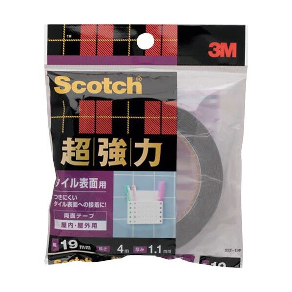 スコッチ 超強力両面テープ タイル表面用 19mm×4m SST-19R 1点