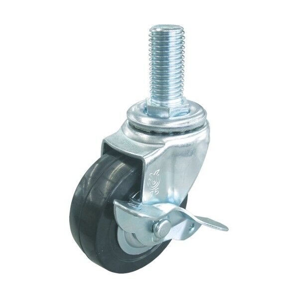 ねじ込み式キャスター しぶさん (ゴム車・ロングねじタイプ) 自在ストッパー付
