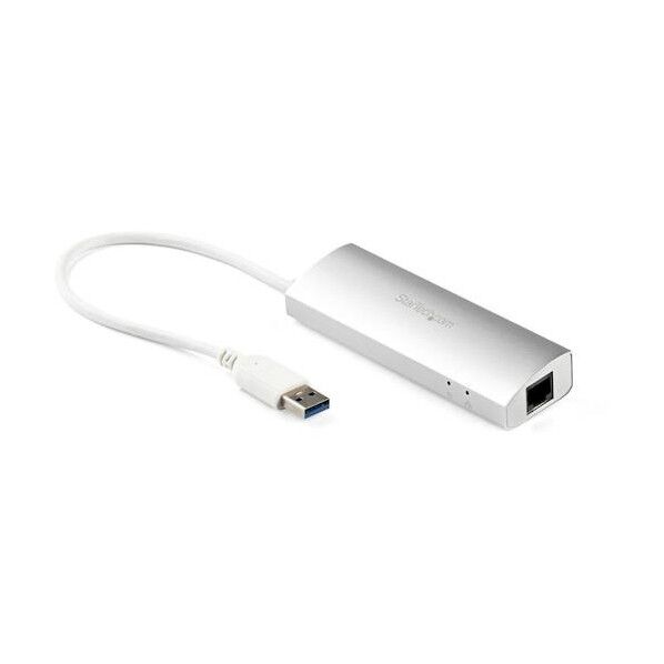 USBハブ/USB 3.0/USB-A - 3x USB-A/LAN/バスパワー/シルバー ST3300G3UA 1個