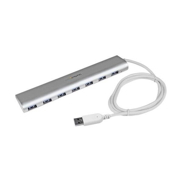 USBハブ/USB 3.0/7ポート Type-A/セルフパワー(ACアダプタ付属)/98cmケーブル/シルバー ST73007UA 1個