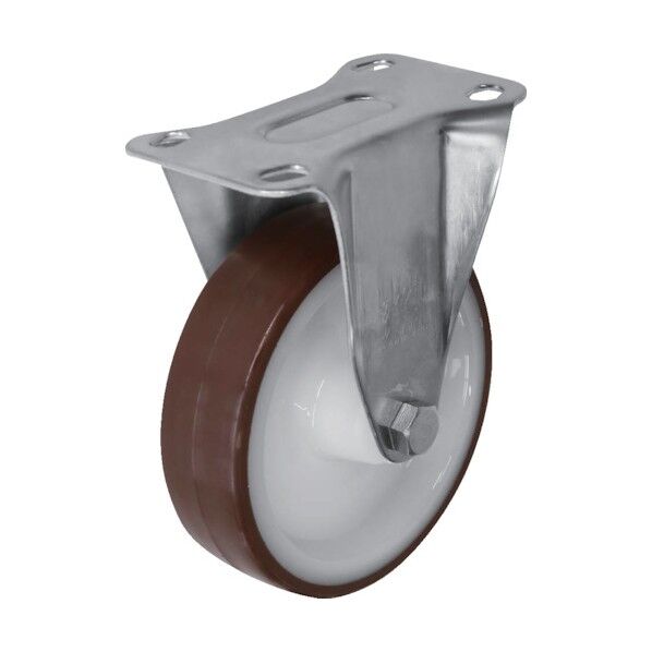 プレート式キャスター(ナイロンホイールウレタン車・ステンレス金具) 固定