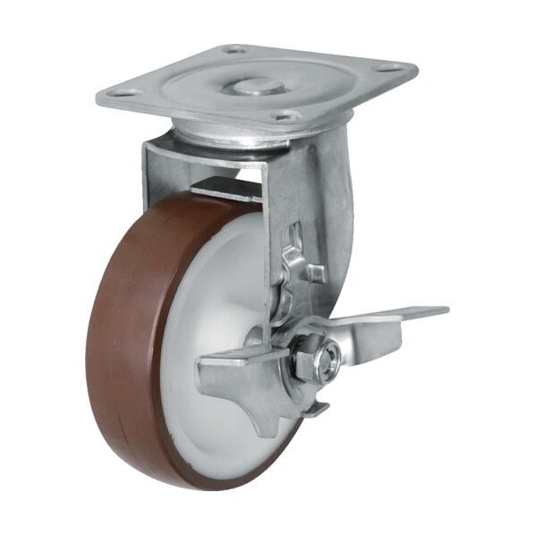 プレート式キャスター(ナイロンホイールウレタン車) 自在ストッパー付