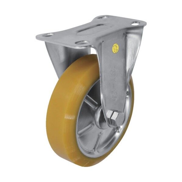 プレート式静電気帯電防止キャスター(プレス製ウレタン車・ステンレス金具) 固定