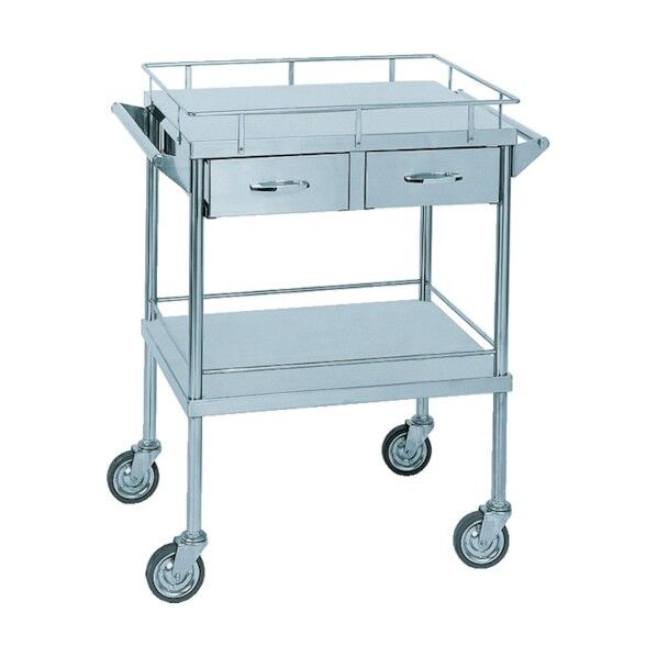 ステンレスワゴン(SUS304・2列引出し・ガード付)