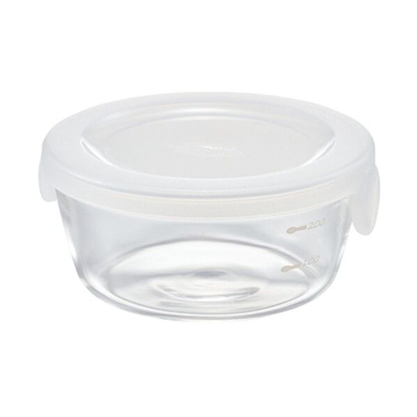 HARIO 耐熱ガラス保存容器 丸300 満水容量300ml 透明ホワイト SYTN-30-TW 1個...