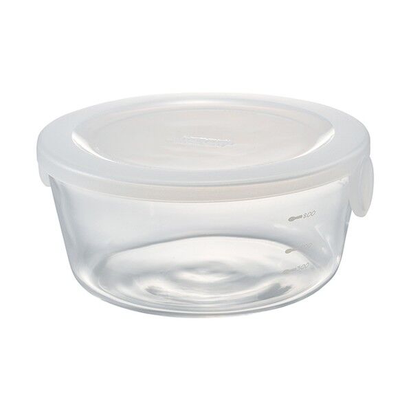 耐熱ガラス保存容器 丸1200 透明ホワイト 満水容量1200ml SYTN-120-TW 1個