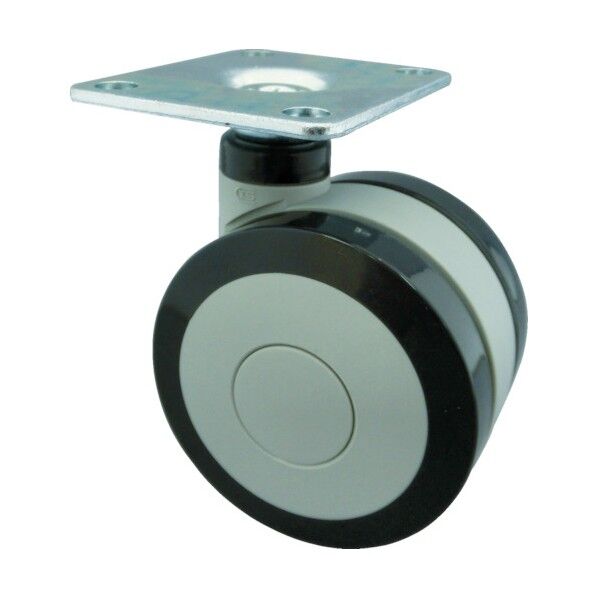 プレート式双輪キャスター(エラストマー車) 自在
