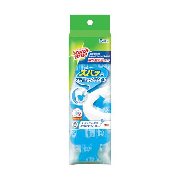 スコッチブライト 取り替え式 トイレクリーナー (洗剤付) 取り換え用スポンジ 6個