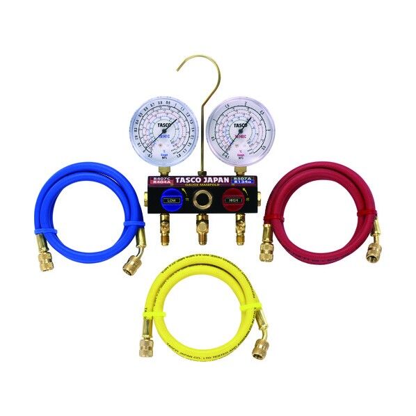 ボールバルブ式ゲージマニホールドキット(R404A、R407C、R507A、R134a) TA124W 1点