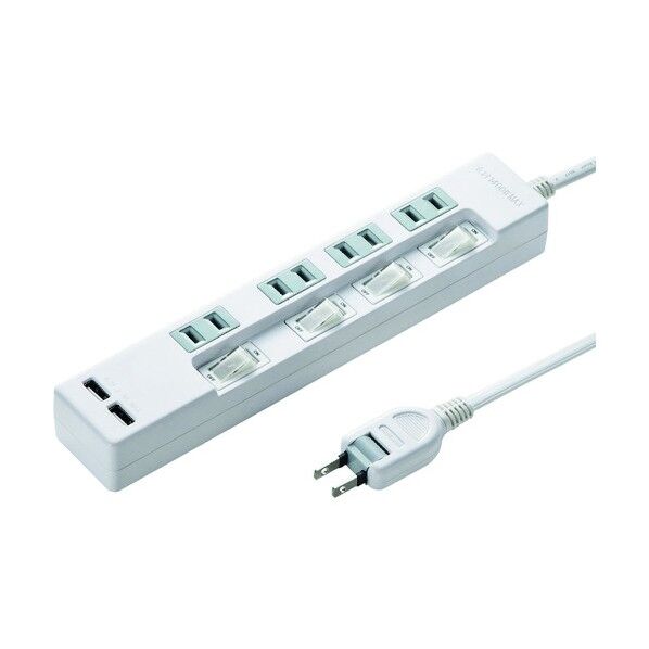 便利タップ(USB充電機能付き)2P2個口2m TAP-B102U-2W