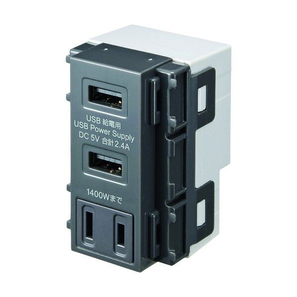 AC付き埋込USB給電用コンセント TAP-KJUSB2AC1GY 1点