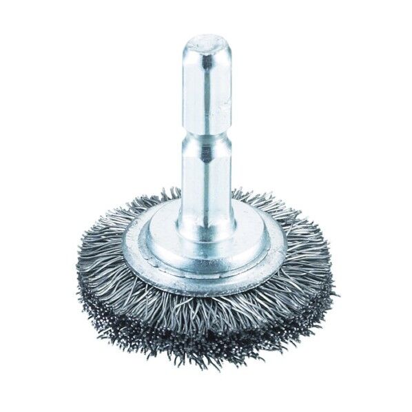 軸付ホイールブラシ(軸径6.35mm) ワイヤ鋼線