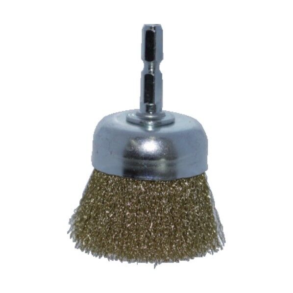 軸付カップブラシ(軸径6.35mm) 真鍮線