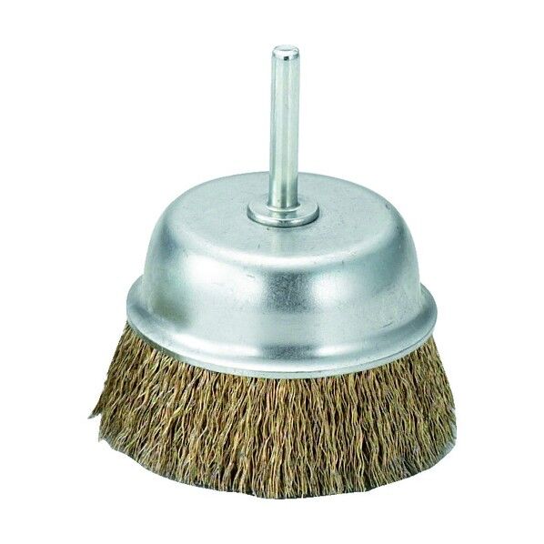 軸付カップブラシ 真鍮メッキ鋼線