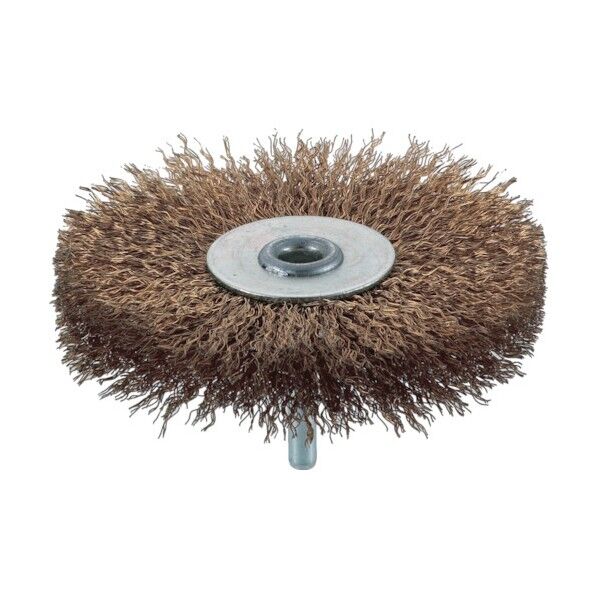 軸付ホイールブラシ 真鍮メッキ鋼線