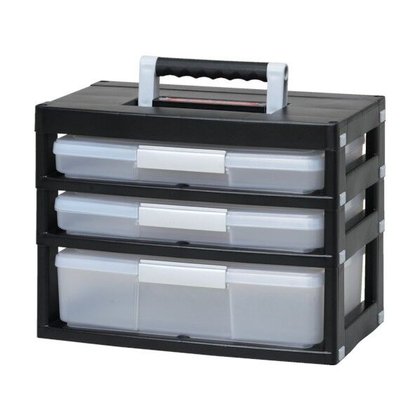 工具収納ツールケースストッカー3段418×247×315黒 413 x 242 x 310 mm TCR-421-BK 1