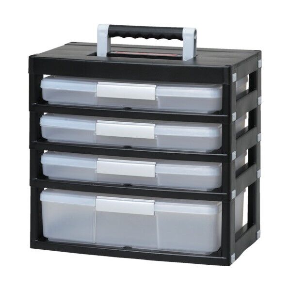 工具収納ツールケースストッカー４段４１８×２４７×３９０黒 265 x 170 x 148 mm TCR-431-BK 1