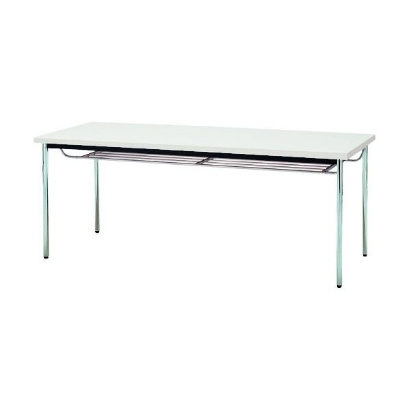 ミーティングテーブル メッキ脚・共貼り 丸脚・棚付